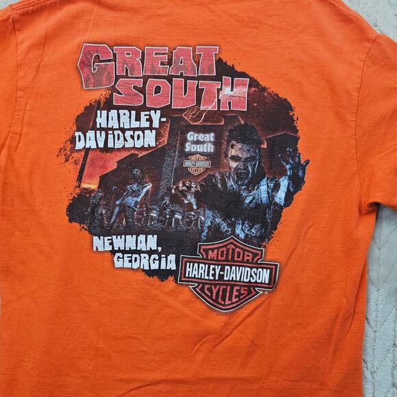 Harley Davidson Shirt Mens Medium Great South Graphic Zombies Newnan Biker - Picture 3 of 5